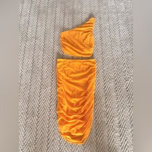 House of Harlow 1960 One Shoulder Dress in Vibrant Orange